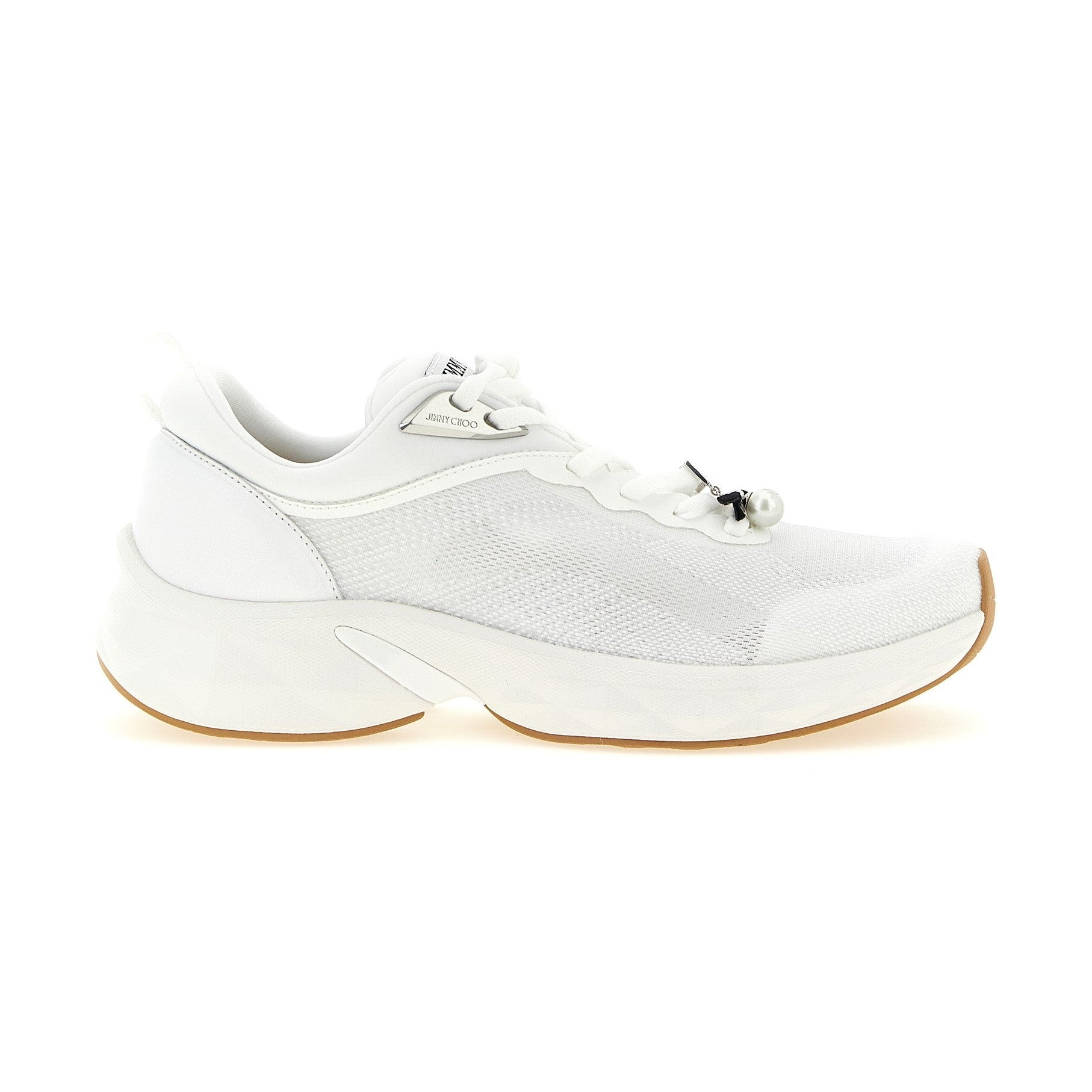 Jimmy Choo White Tencel Athletic Sneakers