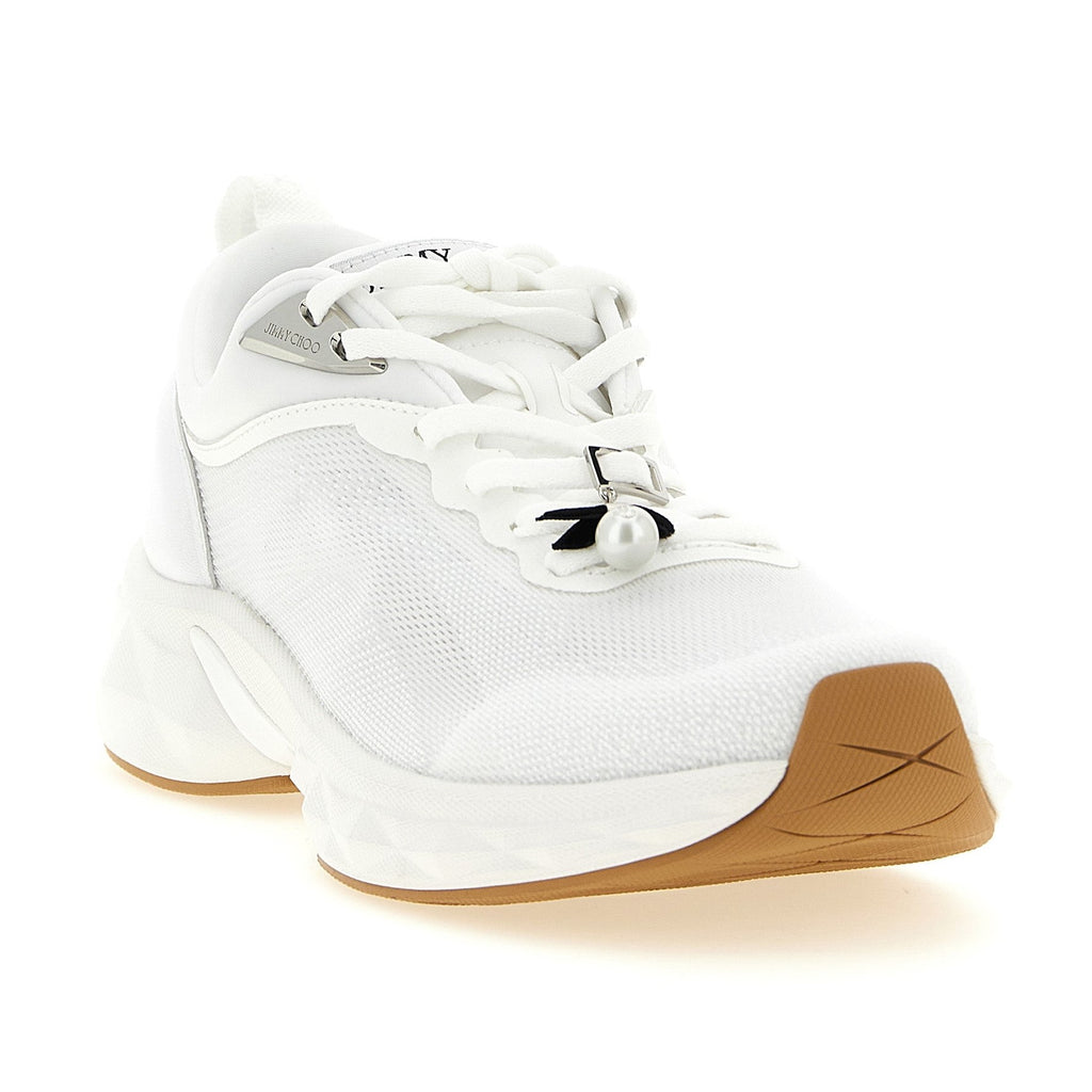 Jimmy Choo White Tencel Athletic Sneakers