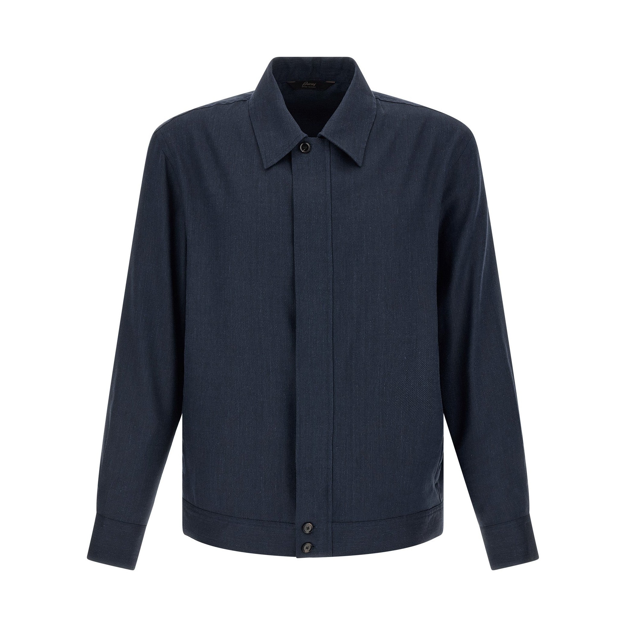Brioni Blue Linen Full-Length Jacket