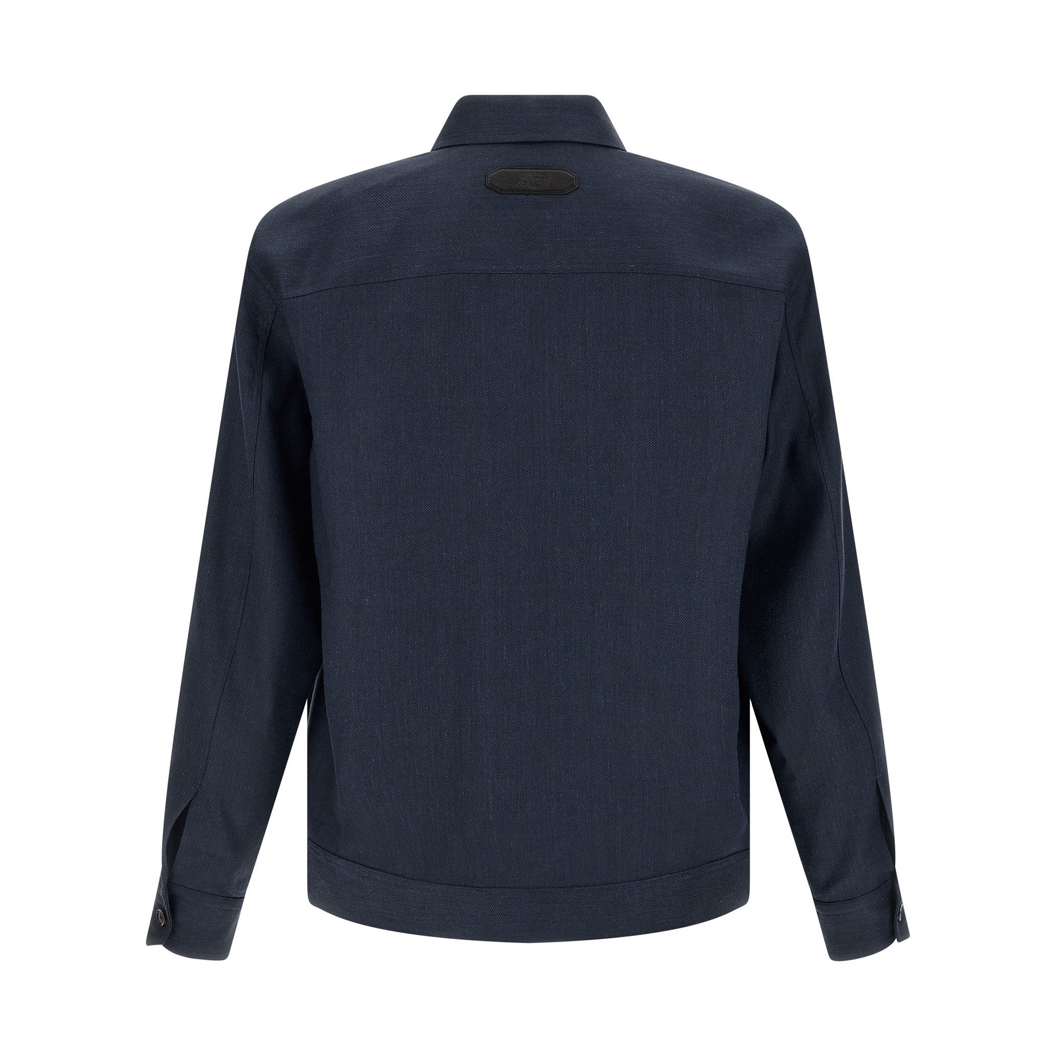 Brioni Blue Linen Full-Length Jacket