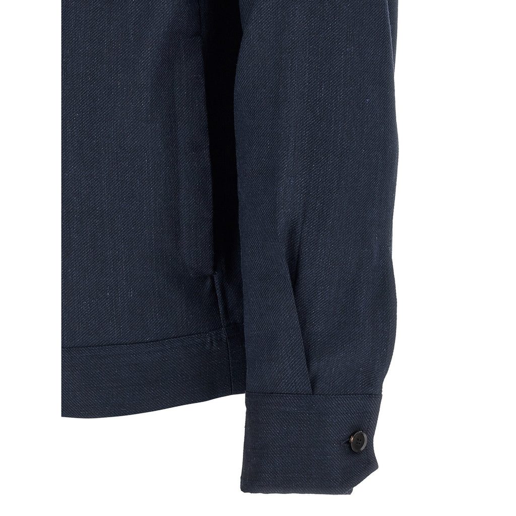 Brioni Blue Linen Full-Length Jacket