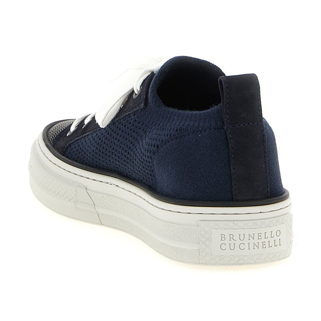 Brunello Cucinelli Blue Cotton Low Top Sneakers