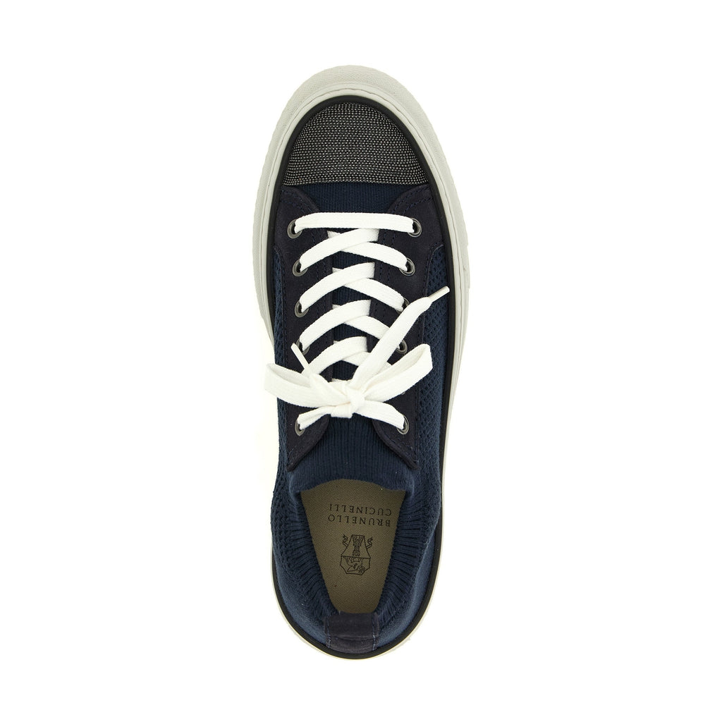 Brunello Cucinelli Blue Cotton Low Top Sneakers