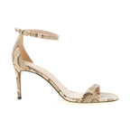 Stuart Weitzman Beige Goatskin Stiletto Heel Sandals