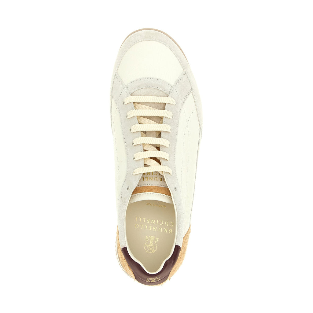 Brunello Cucinelli Beige Nubuc Leather Low Top Sneakers