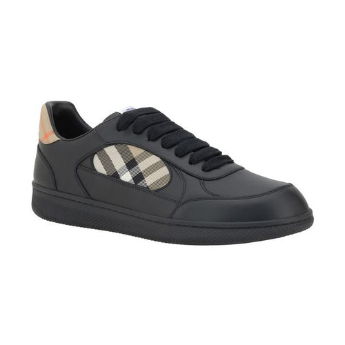 Burberry Black Calf Leather Bos Taurus Low Top Sneakers