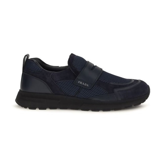 Prada Blue Calf Leather Bos Taurus Athletic Sneakers