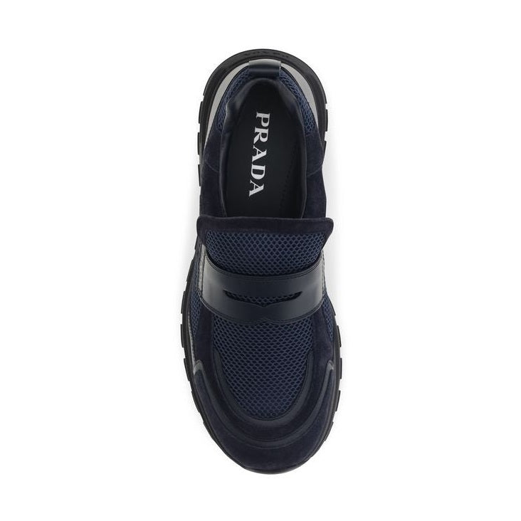 Prada Blue Calf Leather Bos Taurus Athletic Sneakers