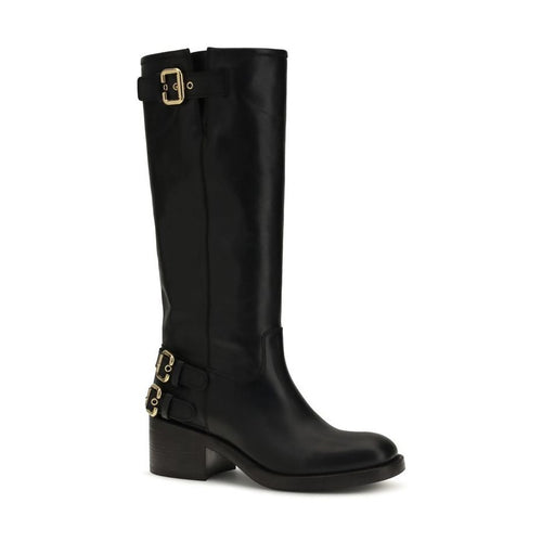 Chloé Black Calf Leather Bos Taurus Flat Boots