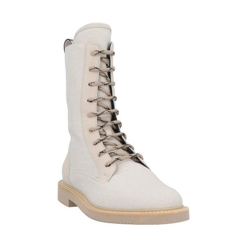 Brunello Cucinelli Beige Cotton Lace-Up Boots