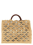 Paco Rabanne Beige Raffia Handbag