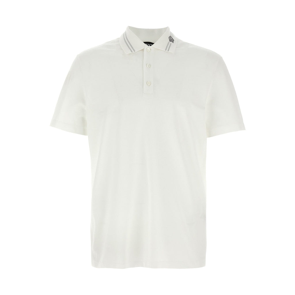 Versace White Cotton Polo Shirt