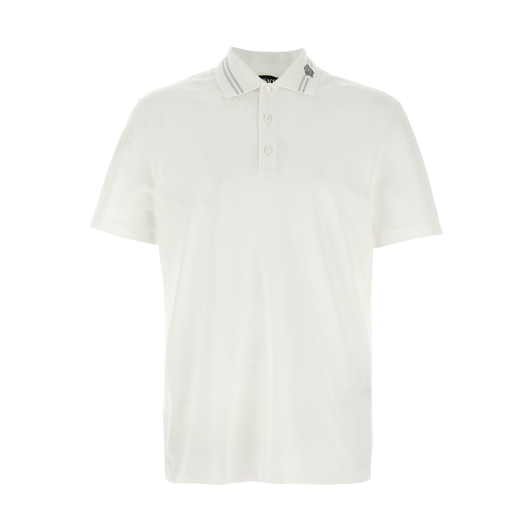 Versace White Cotton Polo Shirt