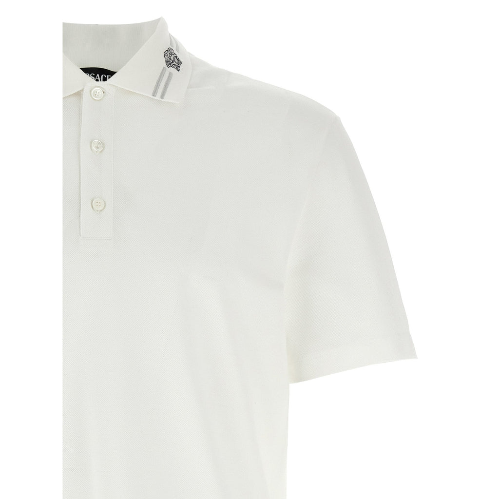 Versace White Cotton Polo Shirt