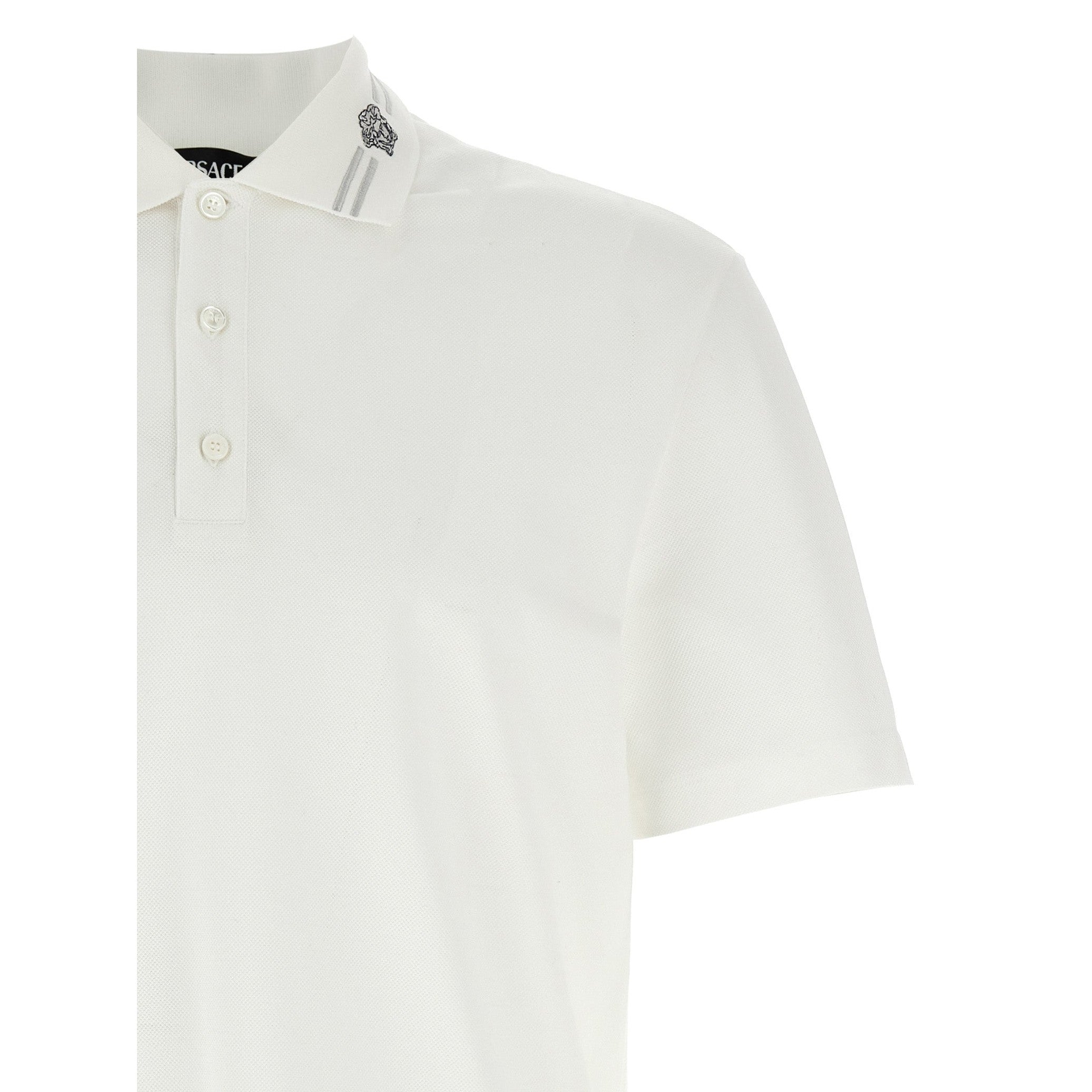 Versace White Cotton Polo Shirt