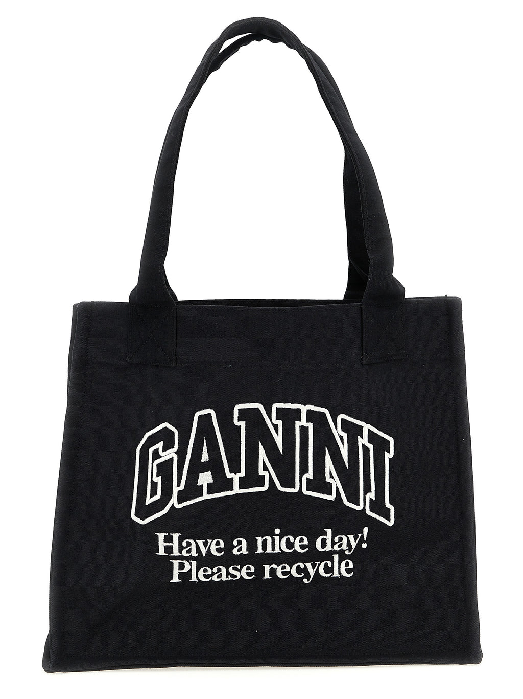 Ganni Bicolor Recycled Cotton Tote Bag