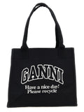 Ganni Bicolor Recycled Cotton Tote Bag