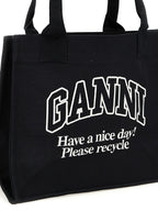 Ganni Bicolor Recycled Cotton Tote Bag