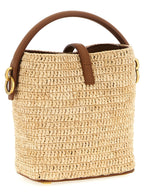 Saint Laurent Beige Raffia Crossbody Bag