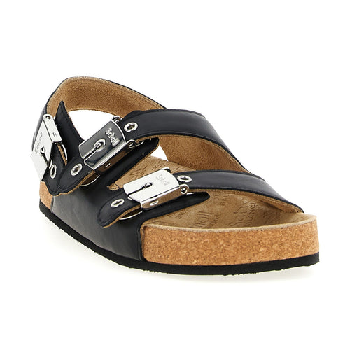 Balenciaga Black Calfskin Flat Sandals