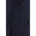 Brunello Cucinelli Blue Wool Oves Aries Coat