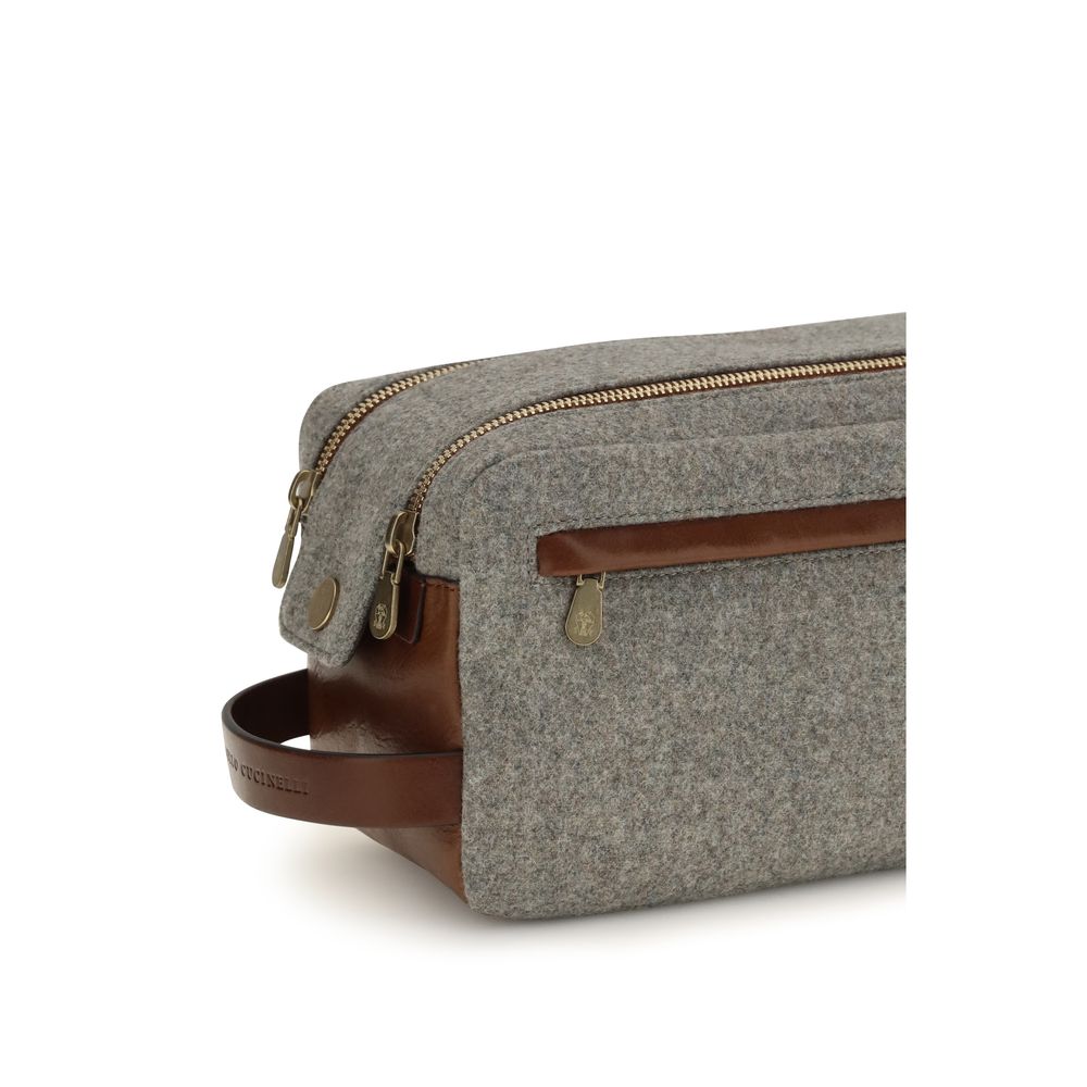 Brunello Cucinelli Gray Wool Oves Aries Wallet