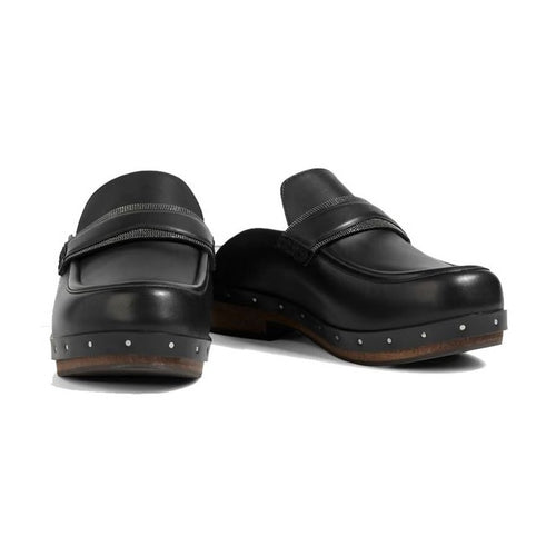 Brunello Cucinelli Black Leather Mules