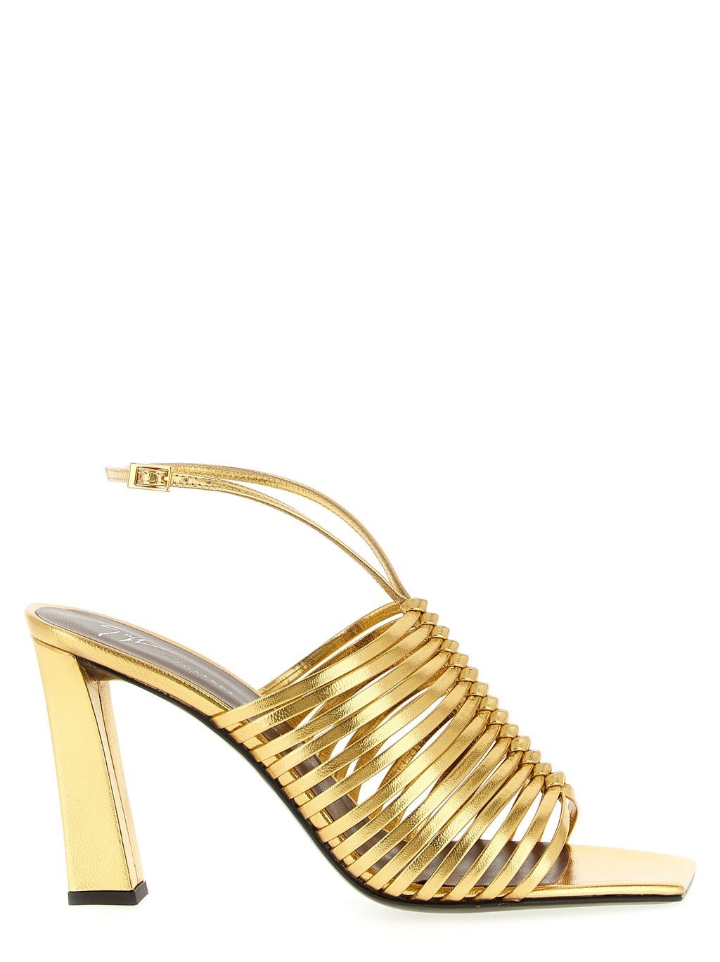 Giuseppe Zanotti Gold Calfskin Stiletto Heel Sandals