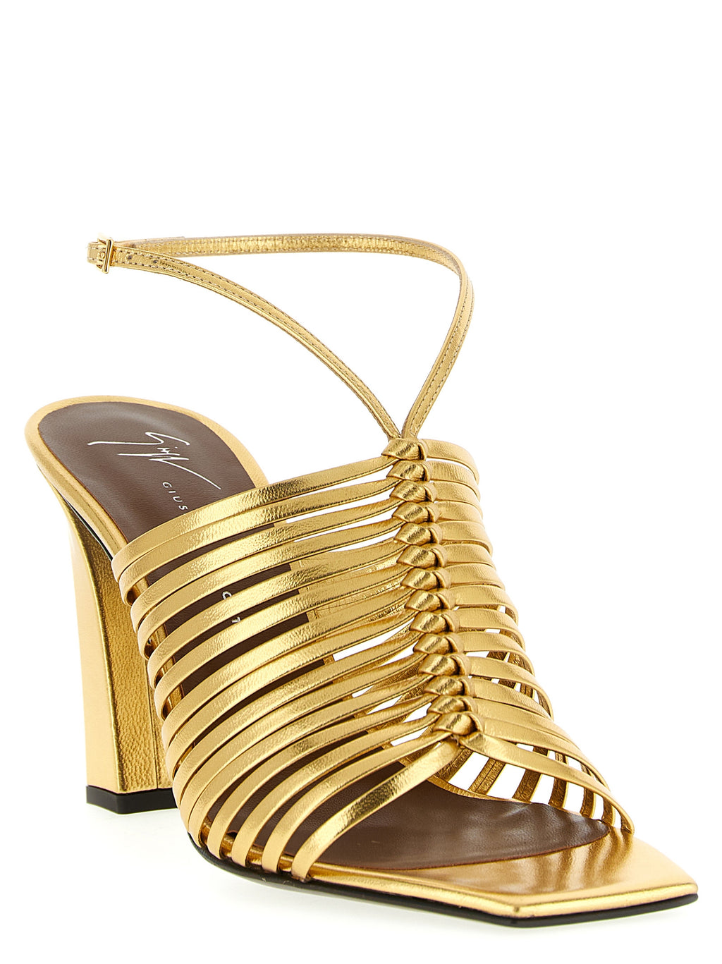 Giuseppe Zanotti Gold Calfskin Stiletto Heel Sandals