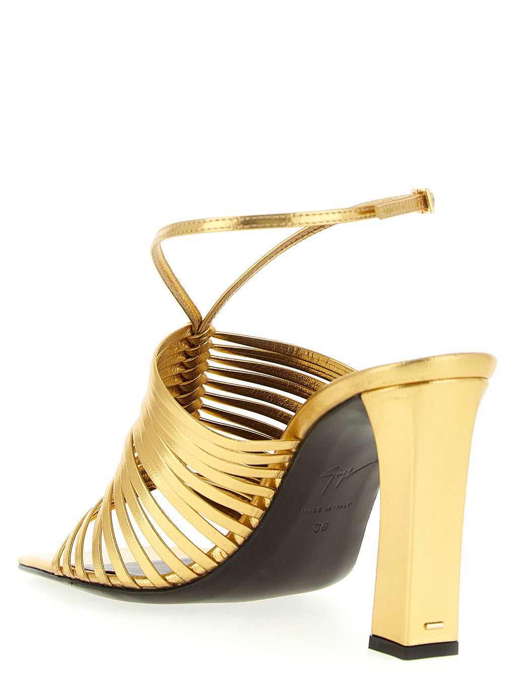 Giuseppe Zanotti Gold Calfskin Stiletto Heel Sandals