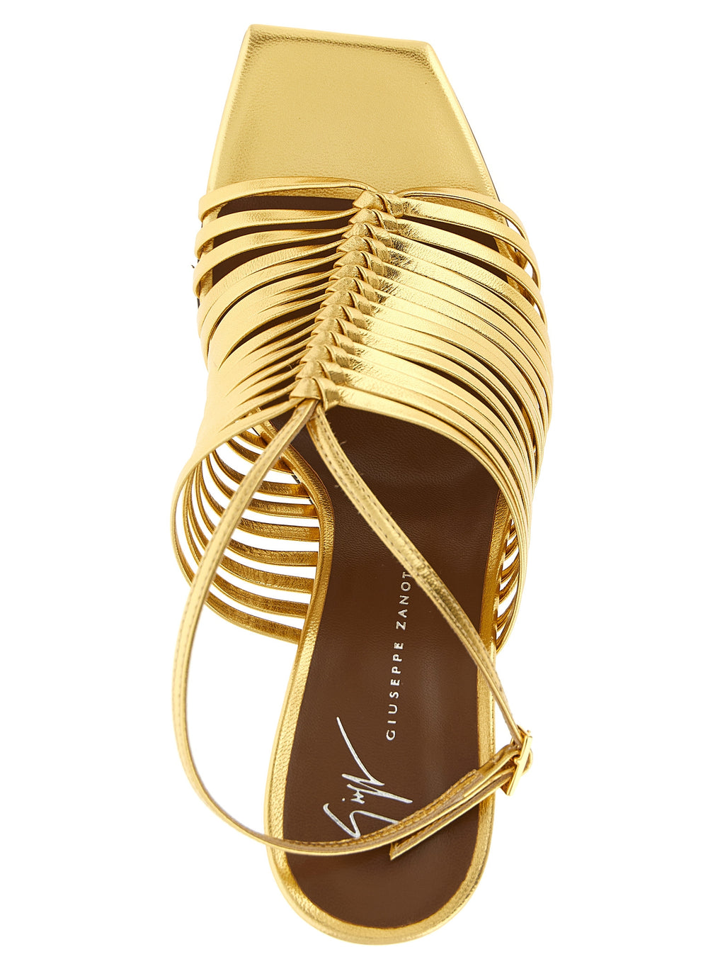 Giuseppe Zanotti Gold Calfskin Stiletto Heel Sandals