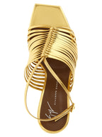 Giuseppe Zanotti Gold Calfskin Stiletto Heel Sandals