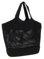 Saint Laurent Black Raffia Tote Bag