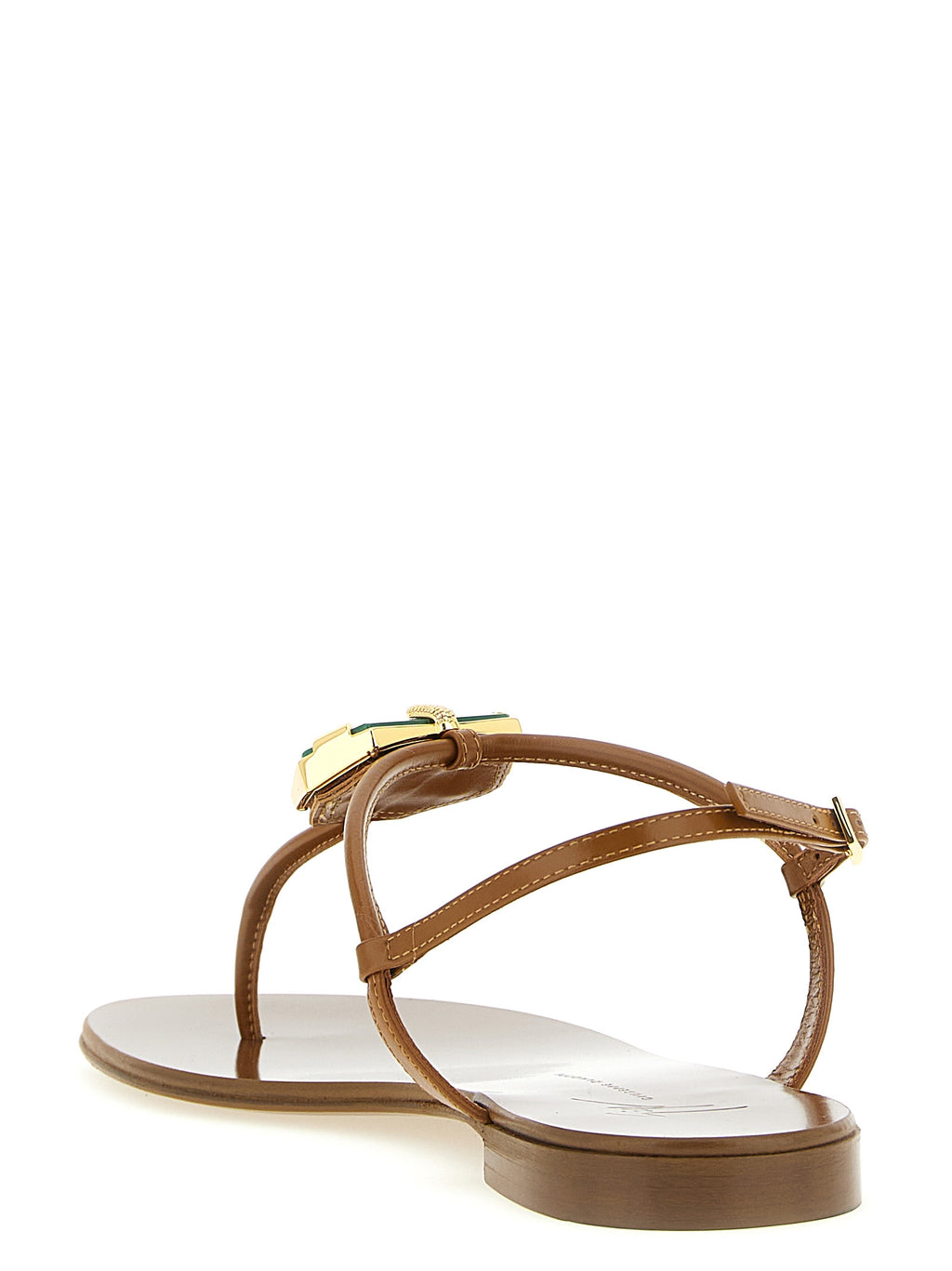 Giuseppe Zanotti Brown Lamb Leather Flat Sandals