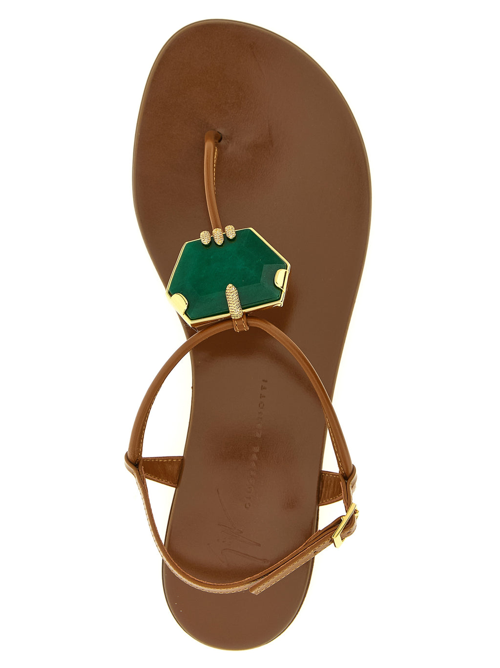 Giuseppe Zanotti Brown Lamb Leather Flat Sandals