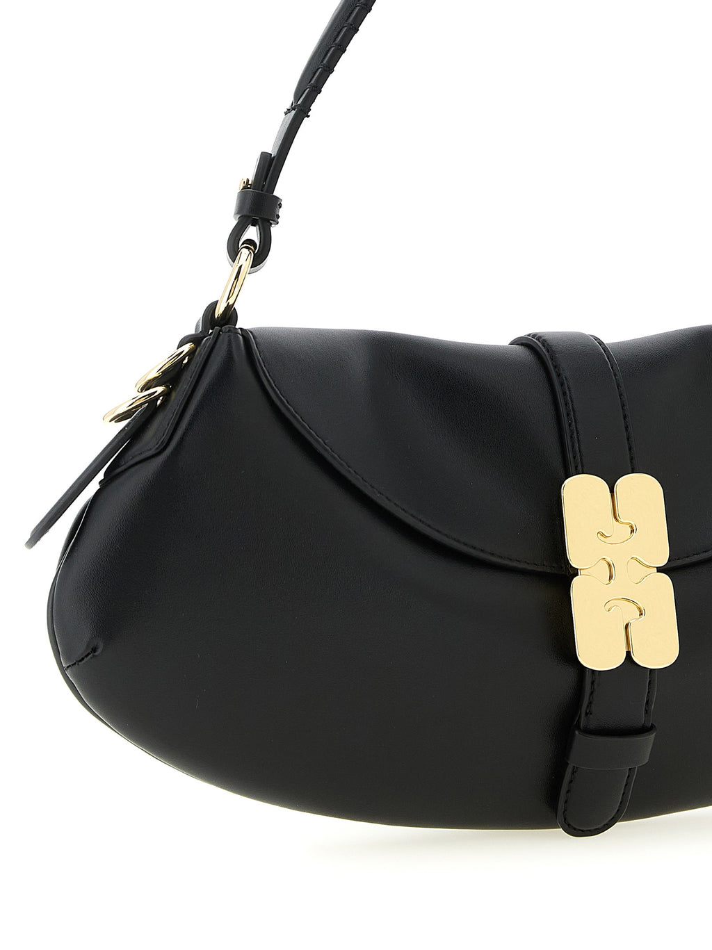 Ganni Black Leather Shoulder Bag