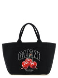 Ganni Black Recycled Cotton Tote Bag