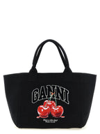 Ganni Black Recycled Cotton Tote Bag