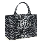 Ganni Gray Recycled Cotton Tote Bag