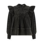 Ganni Black Organic Cotton Blouse