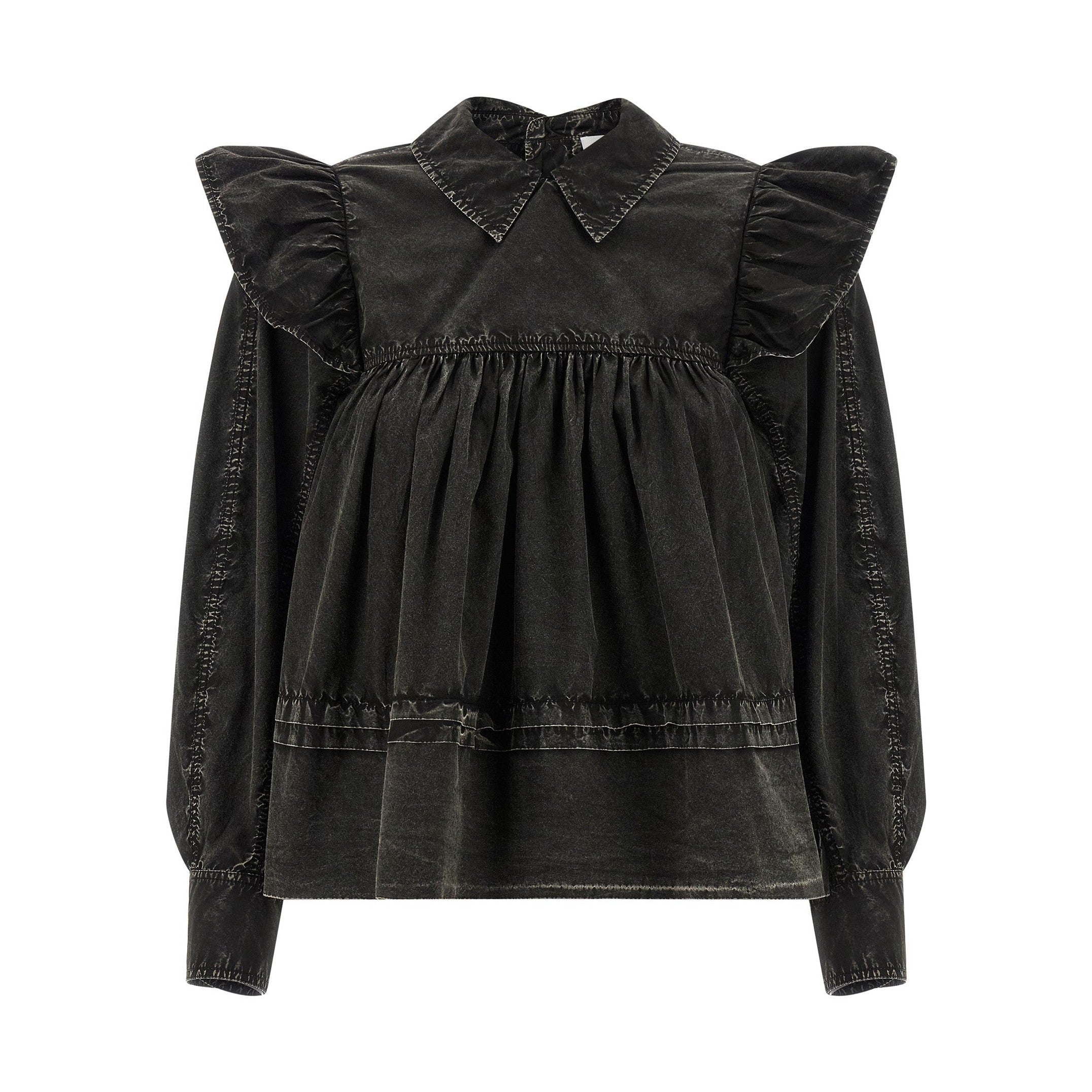 Ganni Black Organic Cotton Blouse