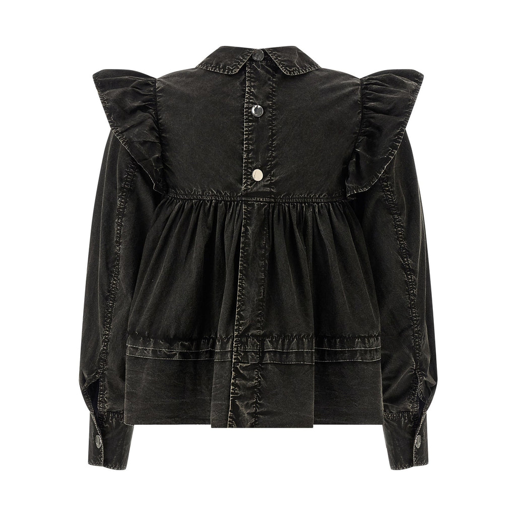 Ganni Black Organic Cotton Blouse