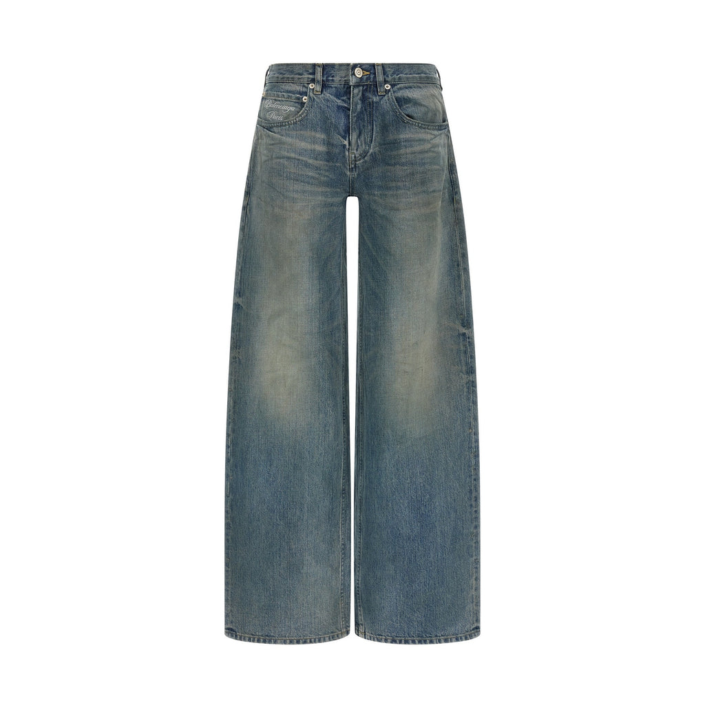 Balenciaga Blue Cotton Relaxed Fit Jeans