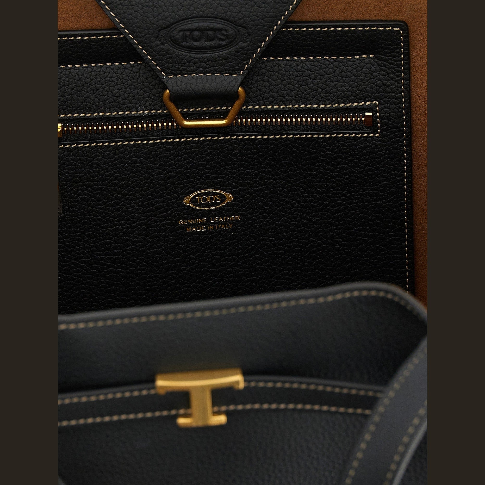 Tod's Black Calfskin Tote Bag