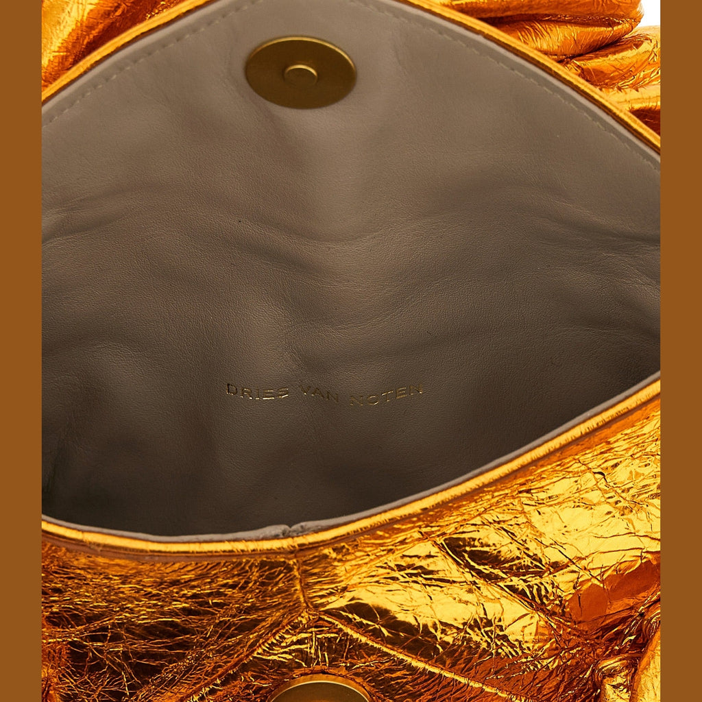Dries Van Noten Orange Cowhide Clutch Bag