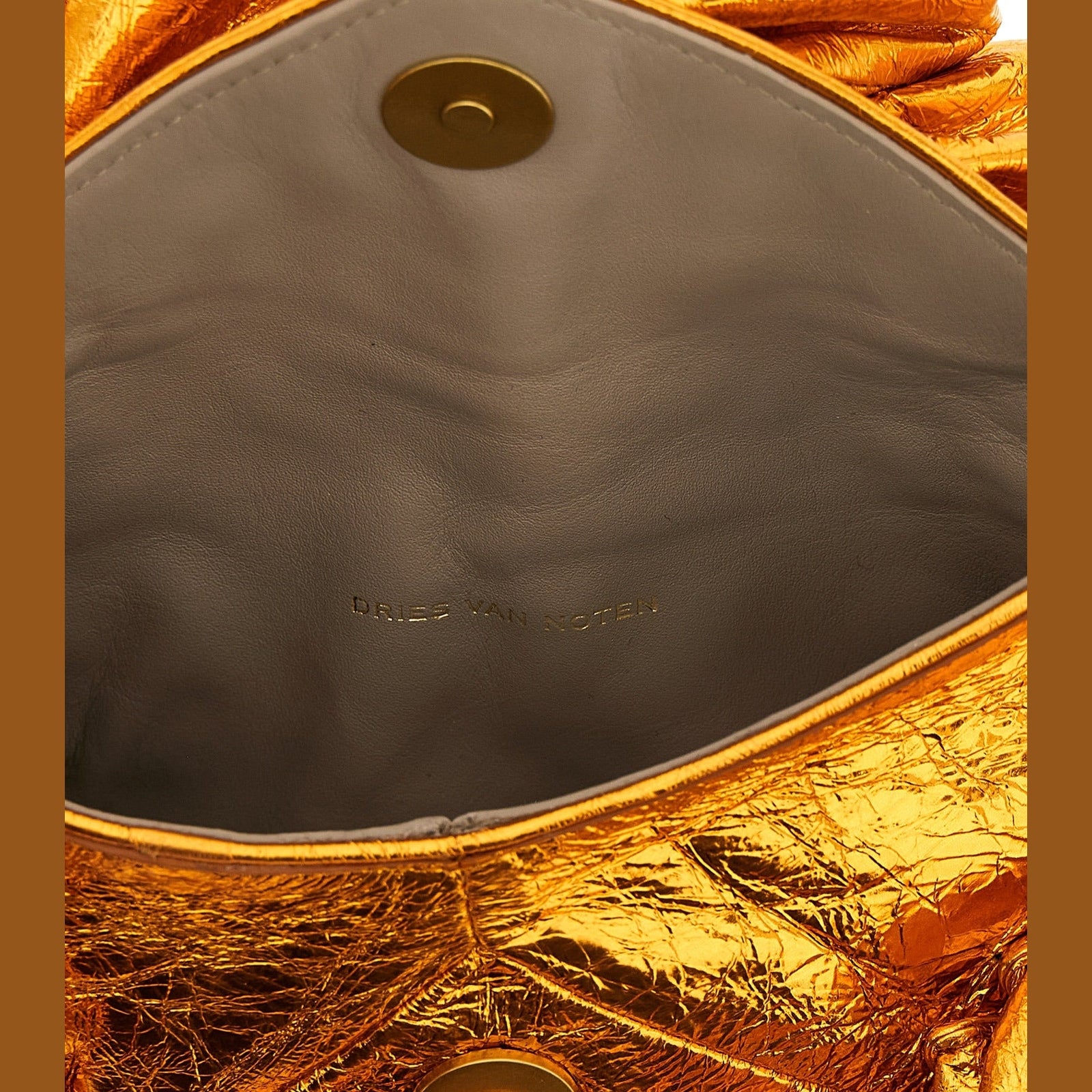 Dries Van Noten Orange Cowhide Clutch Bag