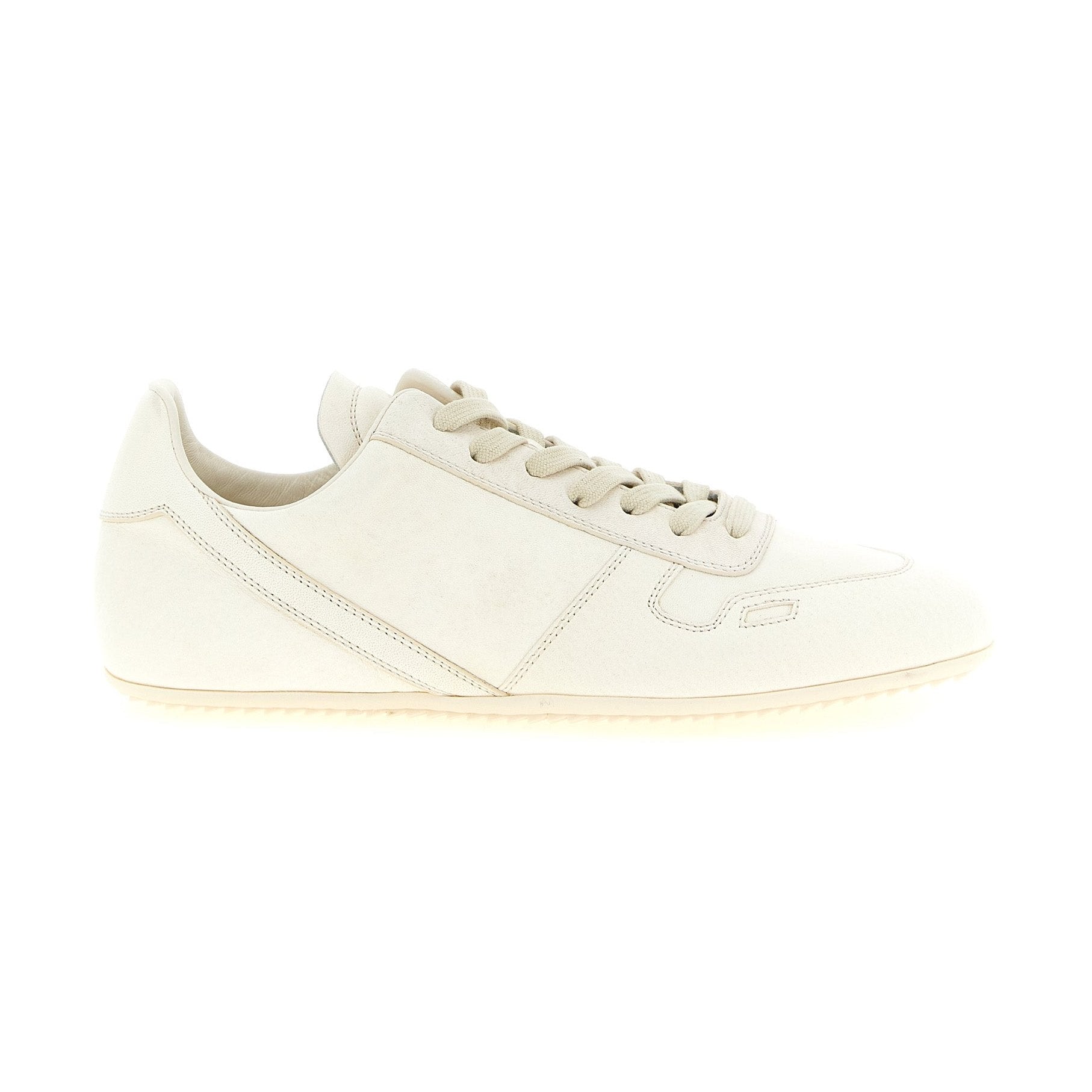 Rick Owens White Lamb Leather Low Top Sneakers