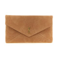 Saint Laurent Brown Lamb Leather Clutch Bag