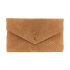 Saint Laurent Brown Lamb Leather Clutch Bag