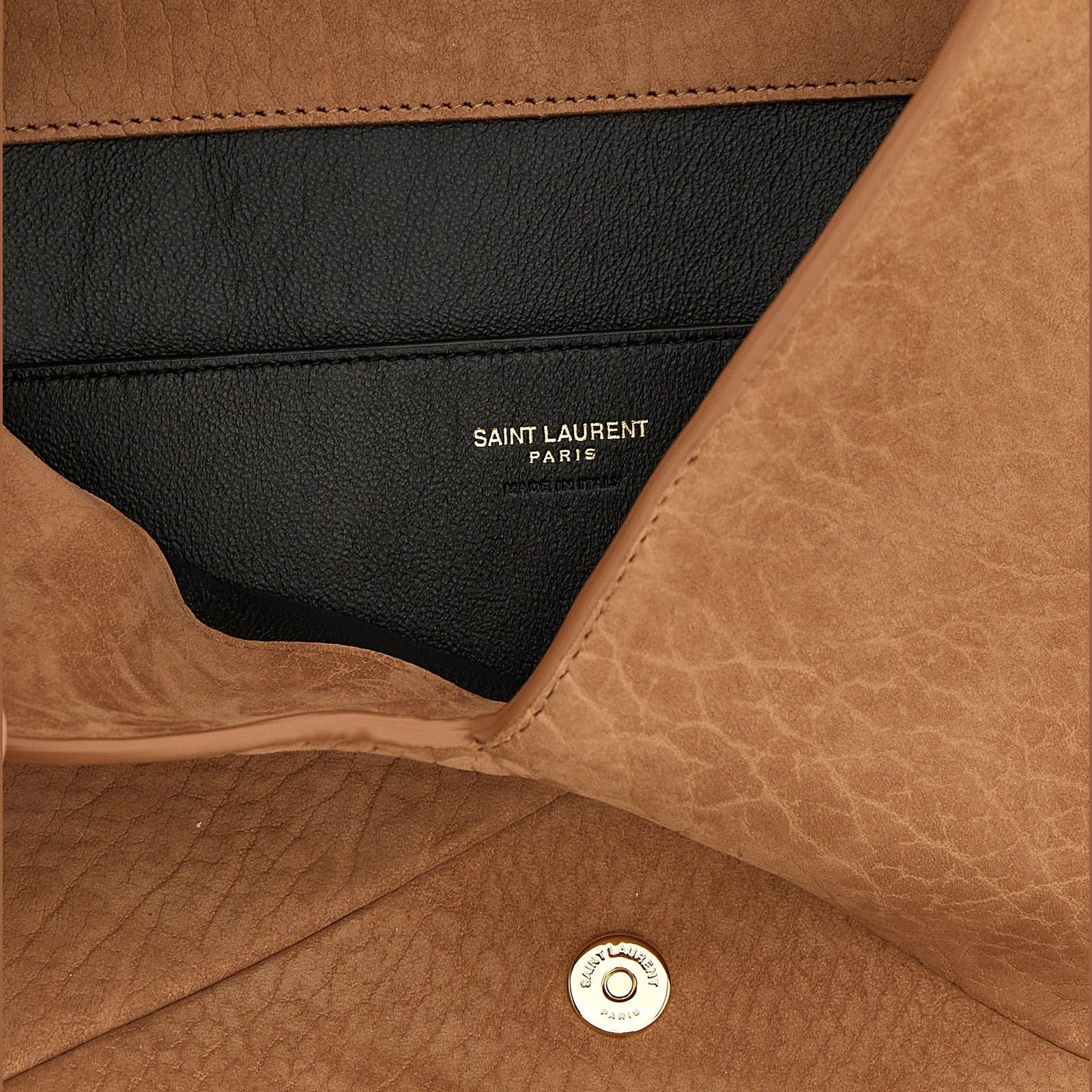 Saint Laurent Brown Lamb Leather Clutch Bag